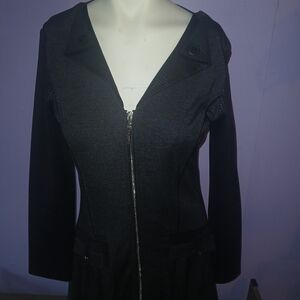 Black Zippered Long Sleeve Dress